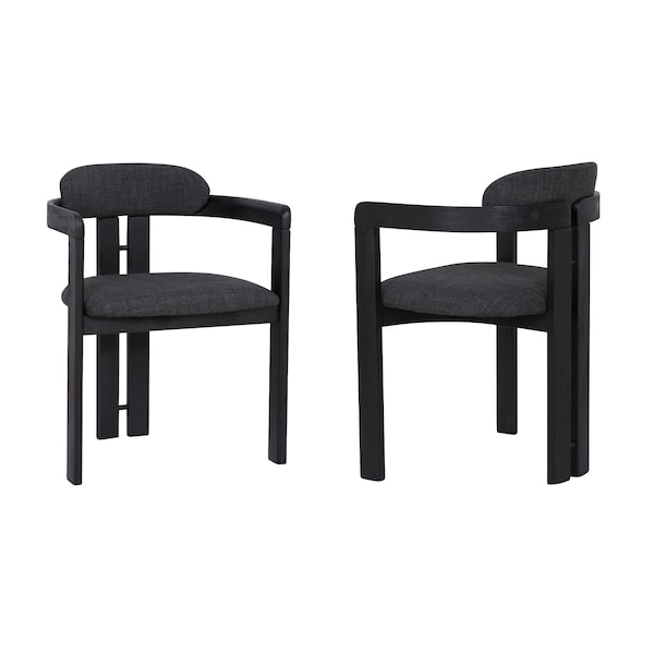 Armen Living Jazmin Contemporary Dining Chair in Black Brushed Wood Finish and Charcoal Fabric, PK2 LCJZCHCHBL - main